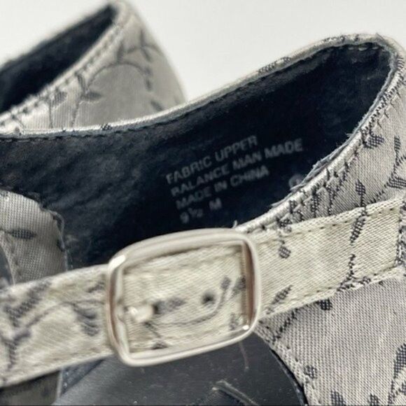 Prima Royale heels 90s Y2K gray floral pattern ankle strap round toe chunky 9.5M - Picture 4 of 7